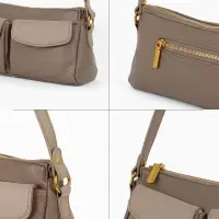 Сумка женская багет TEXTURA на молнии, 27&times;8&times;13 см, бежево-серая