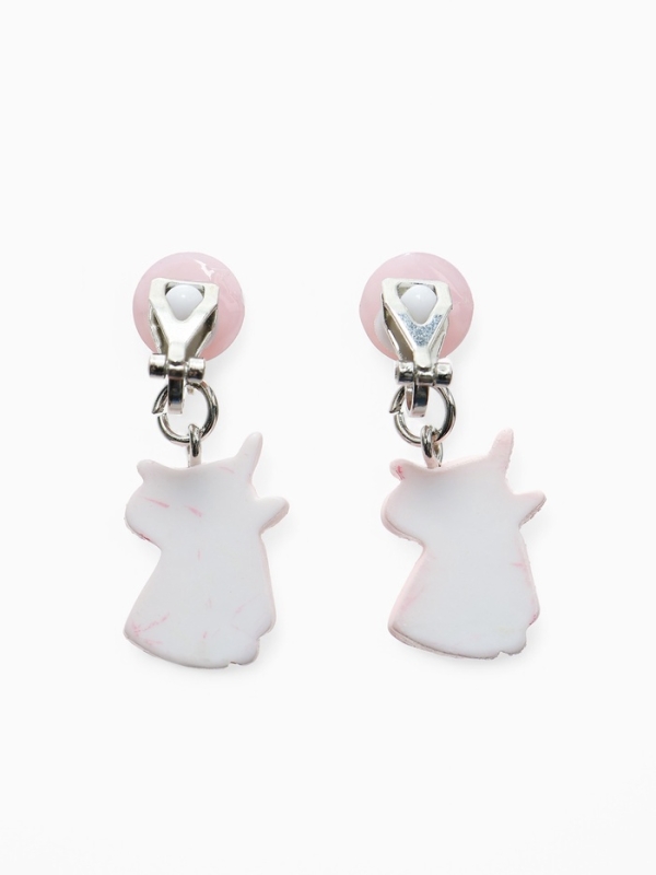 Серьги-клипсы детские  Серьги-клипсы детские "Выбражулька" единорог с жемчужиной, цвет розово-белый