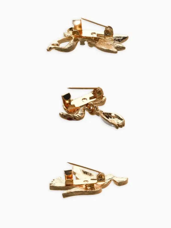 Броши "Голубь, подснежники" (набор 3шт), цветной в золоте