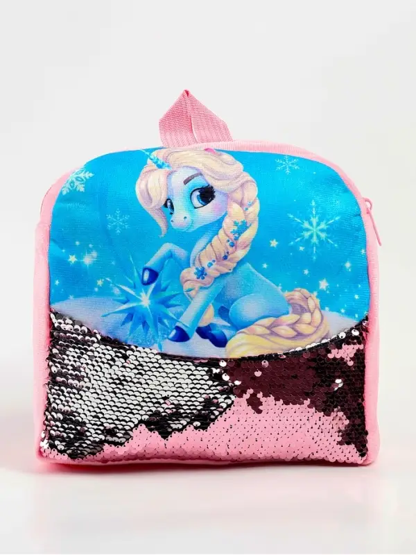 Рюкзак детский с пайетками «Единорог и снежинка» 23×28 см