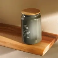 Банка для чая SL Home, 9.5&times;14 см, с бамбуковой крышкой, серая
