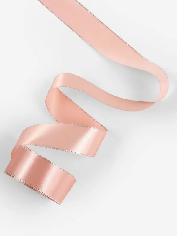 Лента атласная, с серебряным люрексом, 40 мм, 23&plusmn;1 м, светло-розовая №107