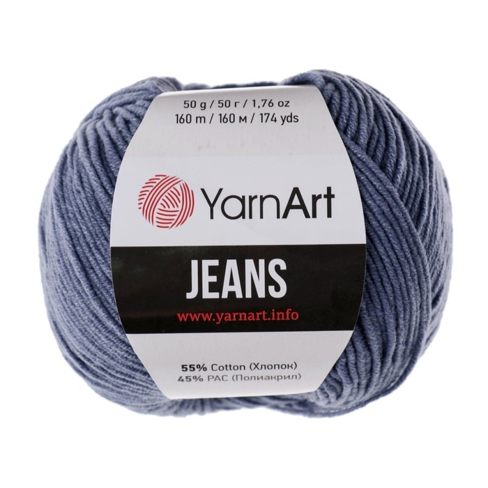 Пряжа для вязания спицами, крючком YarnArt, Jeans, 55% хлопок, 45% акрил, 160 м/50 г, (68 джинс) Пряжа для вязания спицами, крючком YarnArt, Jeans, 55% хлопок, 45% акрил, 160 м/50 г, (68 джинс)