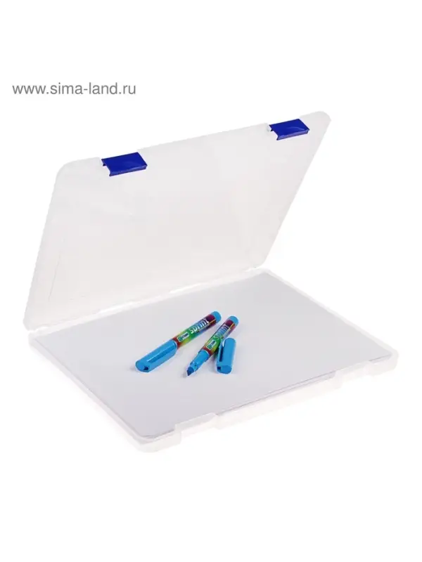 Папка для документов А4 Стамм, 230&times;305&times;23 мм, пластик, прозрачный корпус, синие защелки