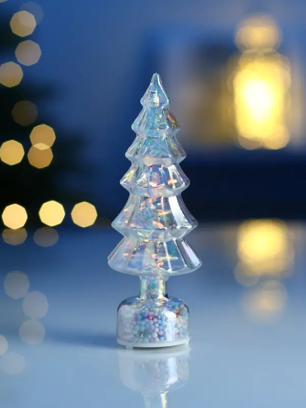 Фигура светодиодная  Фигура светодиодная "Елочка блестящая", 4 LED, 14,5х5,5 см, от бат. 3xAG13, Т/БЕЛЫЙ