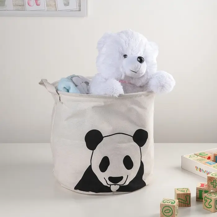 Корзина для белья Доляна &laquo;Панда&raquo;, 30&times;30&times;30 см, белая