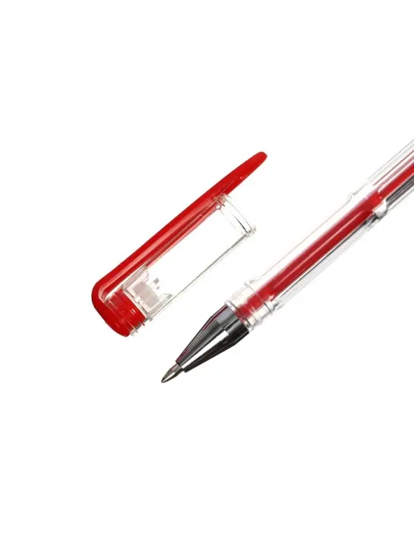Ручка гелевая, 0.5 мм, красный, прозрачный корпус