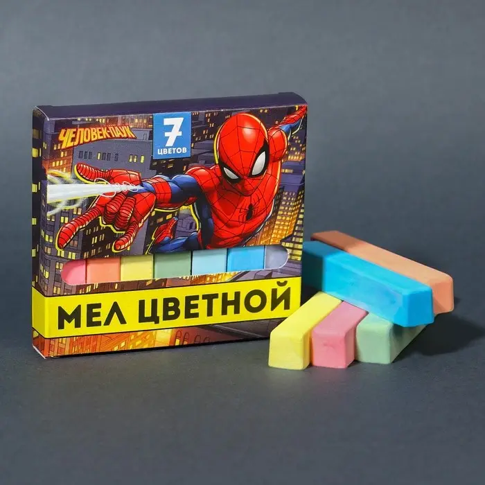 Мелки цветные школьные 7 шт., «Человек-паук» Мелки цветные школьные 7 шт., «Человек-паук»