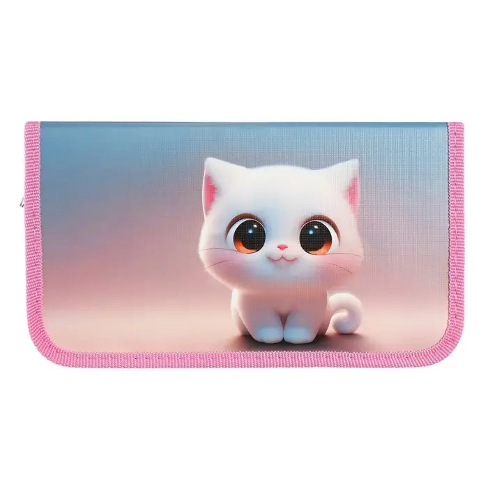 Пенал 1 секция 115 х 205 х 30 мм, Calligrata Пенал 1 секция 115 х 205 х 30 мм, Calligrata "Котик белый", ламинированный картон