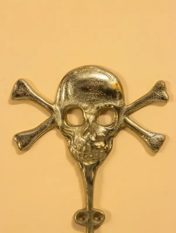 Крючок настенный «Весёлый Роджер», 22×13.5×5.5 см, алюминий, золото Крючок настенный «Весёлый Роджер», 22×13.5×5.5 см, алюминий, золото