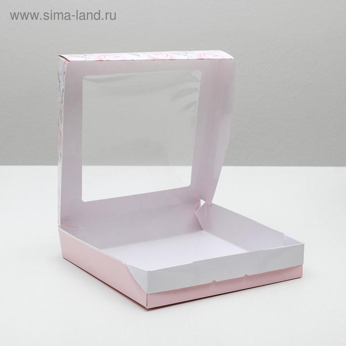 Кондитерская упаковка, коробка с ламинацией «Flowers», 20 х 20 х 4 см Кондитерская упаковка, коробка с ламинацией «Flowers», 20 х 20 х 4 см