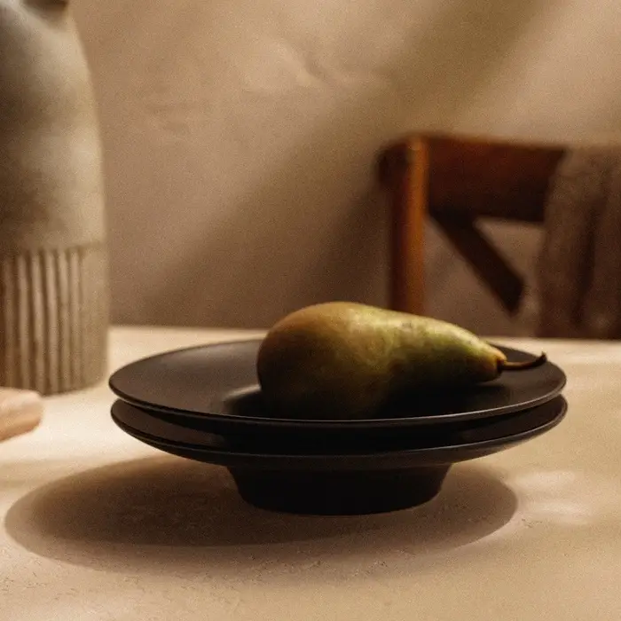 Тарелки для пасты SL Home &laquo;Дарк&raquo;, 160 мл, d=21.8 см, набор 2 шт., фарфор, чёрные