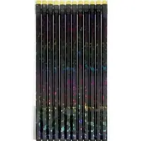 Карандаш чернографитный Calligrata, НВ, с ластиком, круглый, пластиковый, чёрный корпус с рисунком