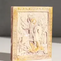 Икона &laquo;Георгий Победоносец&raquo;, с подвесом, 12&times;10&times;2 см, гипс, роспись