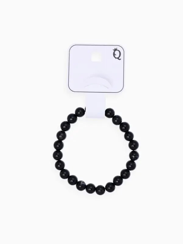 Браслет из бусин &laquo;Агат&raquo;, d=5.5 см, шар №8, чёрный