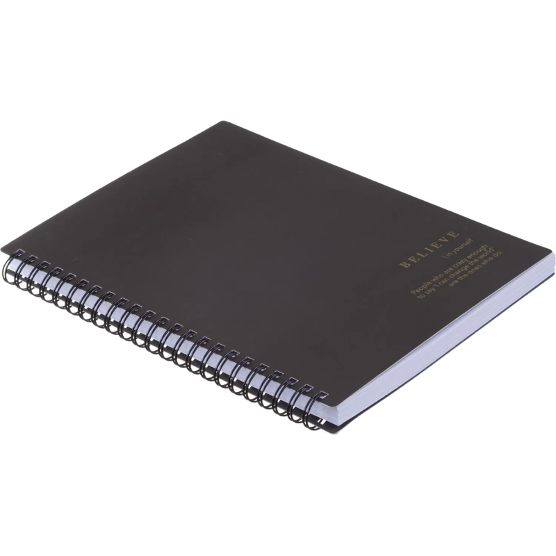 Бизнес-тетрадь, BS, А5, 120л., клетка, спираль. Believe, черный N4200