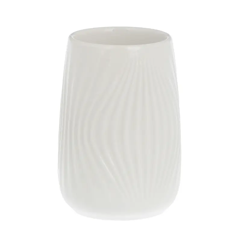 Стакан для ванной комнаты тм VETTA Тиволи, керамогранит, белый, 6,5x6,5x9,5см