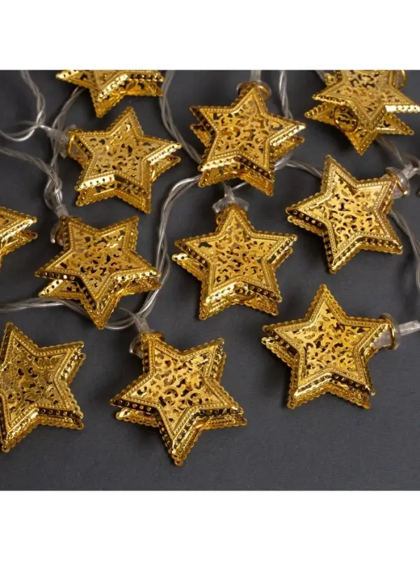 Гирлянда &laquo;Нить&raquo; 4 м с насадками &laquo;Звёздочка&raquo;, IP20, прозрачная нить, 20 LED, свечение тёплое белое, 8 режимов, 220 В