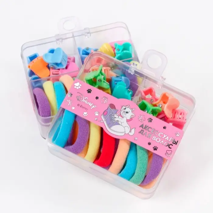 Набор подарочный, резинка для волос 10 шт., заколка крабик 10 шт., Коты аристократы