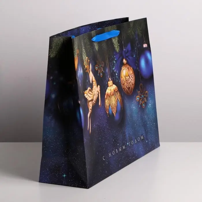 Пакет подарочный новогодний ламинированный «Стильный», L 40 х 31 х 11.5 см