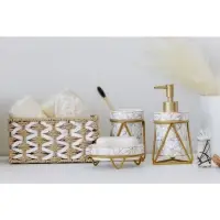 Аксессуары для ванной SAVANNA &laquo;Геометрика&raquo;, 3 предмета, мыльница, дозатор для мыла 290 мл, стакан, белые