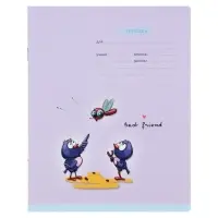 Тетрадь 12 листов в клетку на скрепке "Эксклюзив. Путешествие птенцов", обложка мелованный картон, выборочный УФ-лак, МИКС