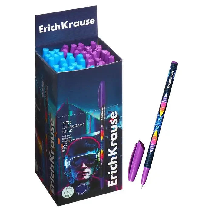 Ручка шариковая, ErichKrause, «Neo Stick Cyber Game» узел 0.7 мм цвет синяя Ручка шариковая, ErichKrause, «Neo Stick Cyber Game» узел 0.7 мм цвет синяя