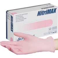 Перчатки нитрил. н/с. н/о текст 761 NitriMax (L) 50 пар/уп розов