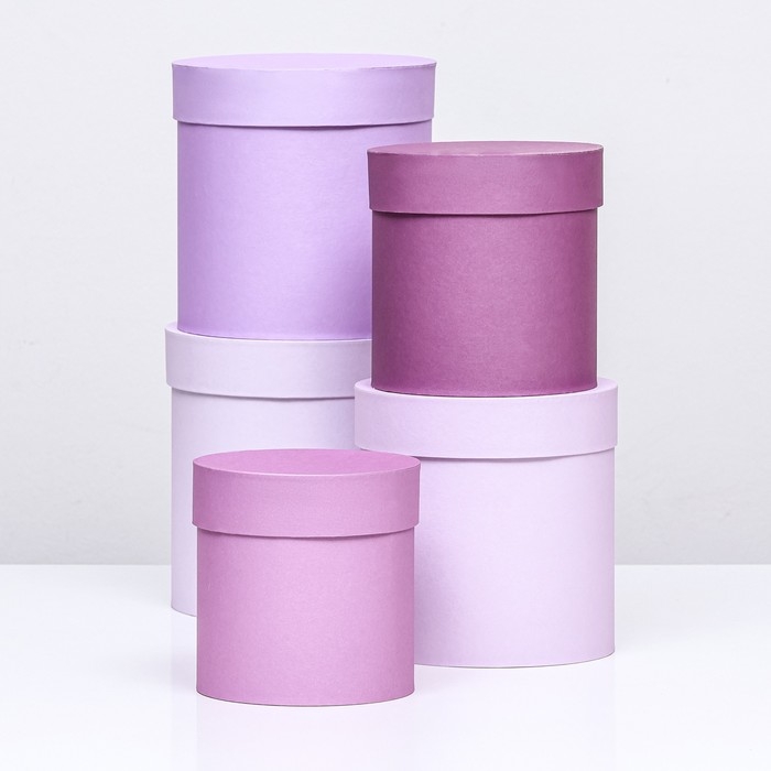 Набор круглых подарочных коробок 5 в 1 «Пудра», 20 × 20 × 20‒13,5 × 13,5 × 13,5 см Набор круглых подарочных коробок 5 в 1 «Пудра», 20 × 20 × 20‒13,5 × 13,5 × 13,5 см