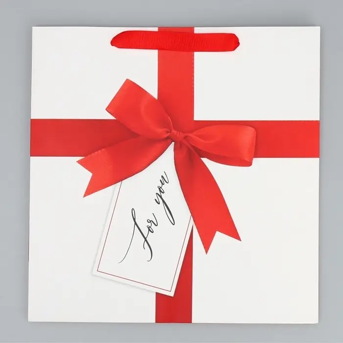 Пакет подарочный ламинированный квадратный For You, 30&times;30&times;12 см