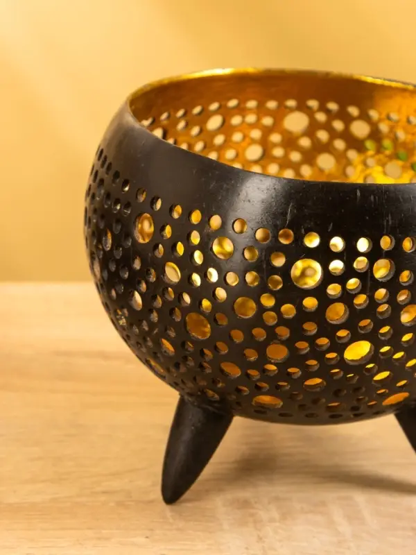 Подсвечник из кокоса, 15×15×13 см, чёрный Подсвечник из кокоса, 15×15×13 см, чёрный