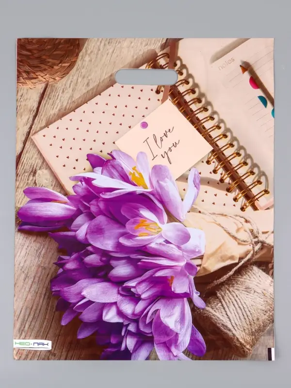 Пакет &laquo;Крокусы&raquo;, полиэтиленовый с вырубной ручкой, 37&times;46 см, 30 мкм