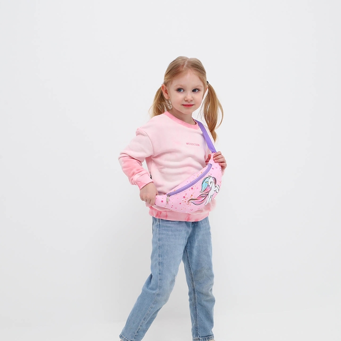 Сумка детская для девочки поясная Сумка детская для девочки поясная "Единорог",на молнии, наружный карман, цвет розовый