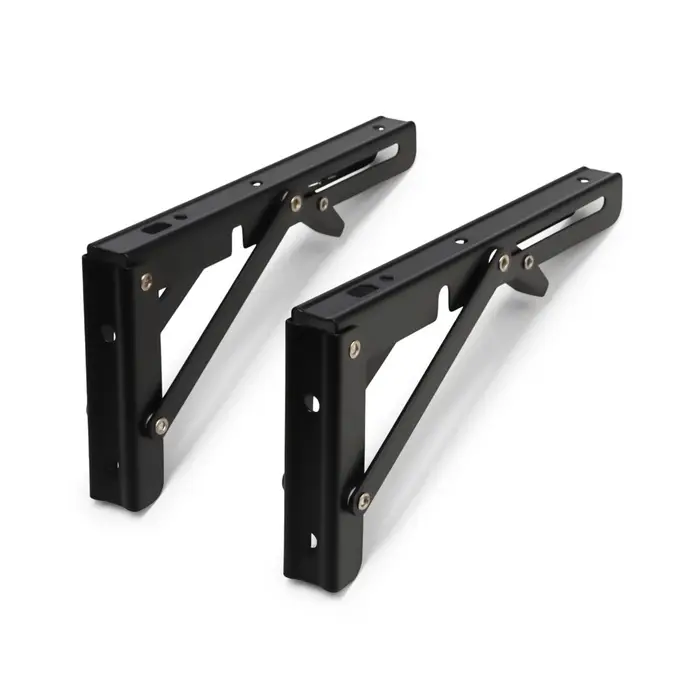 Кронштейн складной для столов и полок ТУНДРА, 2 шт., длина 200 мм, сталь черный