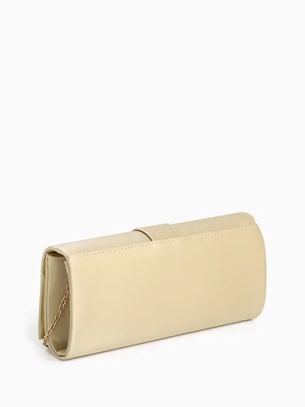 Сумка-клатч женская вечерняя на магните, на цепочке, с золотистой фурнитурой, однотонная, золотистая