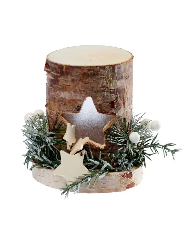 Светодиодная фигура деревянная «Декоративный пень», 1 LED, от батареек AAAx2, свечение тёплое белое