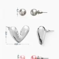 Серьги QF &laquo;Сердечки&raquo;, набор 3 пары, розовый в серебре
