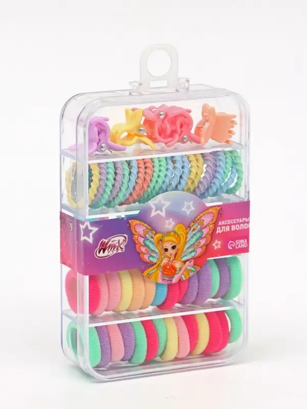 Набор резинок и заколок в контейнере, Винкс