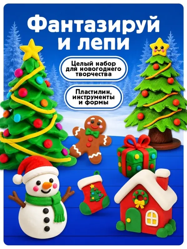 Набор для лепки &laquo;Новогодний лес&raquo;, 4 бруска пластилина