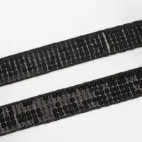 Лента декоративная с квадратными пайетками, 2.5 см, 9&plusmn;0.5 м, чёрная