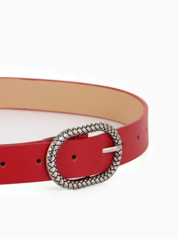 Ремень женский, 110&times;2.9 см, с винтом, классическая пряжка металл, красный