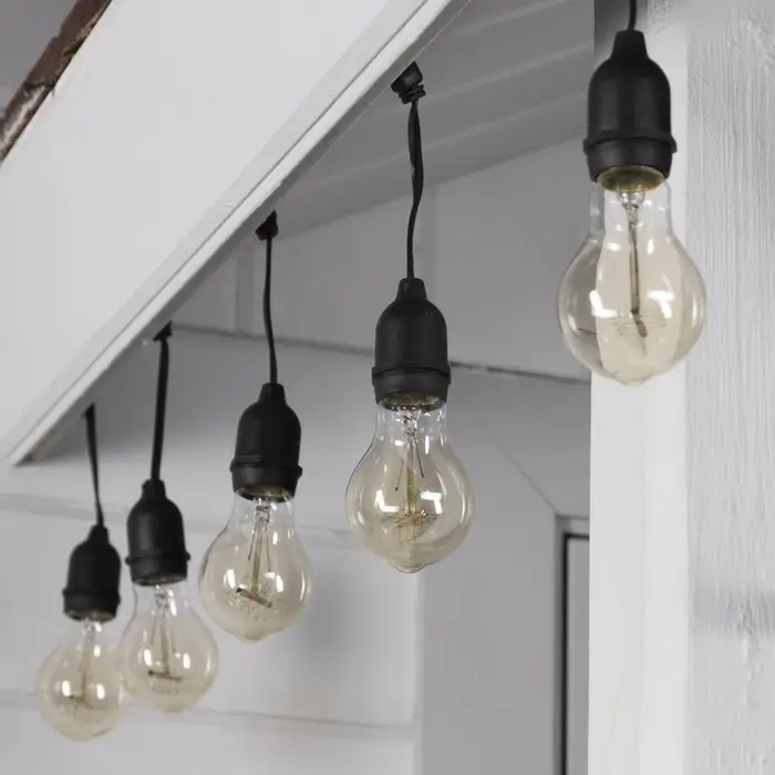 Гирлянда &laquo;Ретро белт-лайт&raquo; 10 м, IP54, УМС, тёмная нить, шаг 50 см, Е27 (без ламп), 220 В