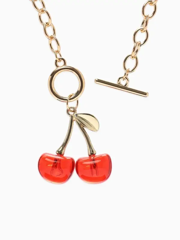 Кулон &laquo;Цепь&raquo;, ветка вишни, красный в золоте, 45 см