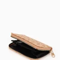 Кошелёк на молнии, 13&times;2&times;9 см, с принтом, бежевый