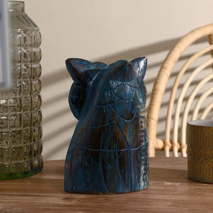 Сувенир дерево "Сова" синяя 20 см