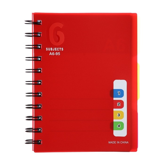 Блокнот на гребне А6, 100 листов, линия, обложка пластик, с разделителями, классика, МИКС