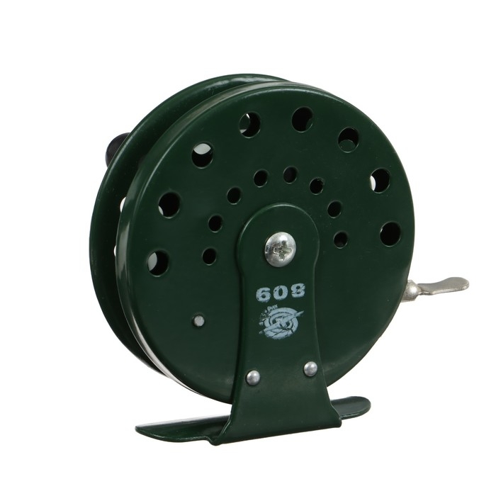 Катушка инерционная, металл, диаметр 7.5 см, цвет темно-зеленый, 809 Катушка инерционная, металл, диаметр 7.5 см, цвет темно-зеленый, 809