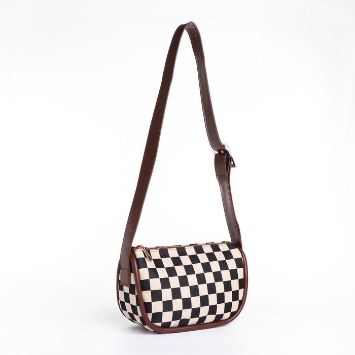 Сумка-кросс-боди на молнии, цвет бежевый/коричневый Сумка-кросс-боди на молнии, цвет бежевый/коричневый