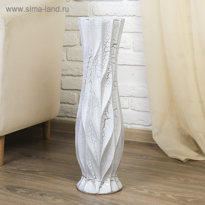 Ваза керамика напольная Ваза керамика напольная "Айсберг" круглая талия, d-11 см 60 см, белый
