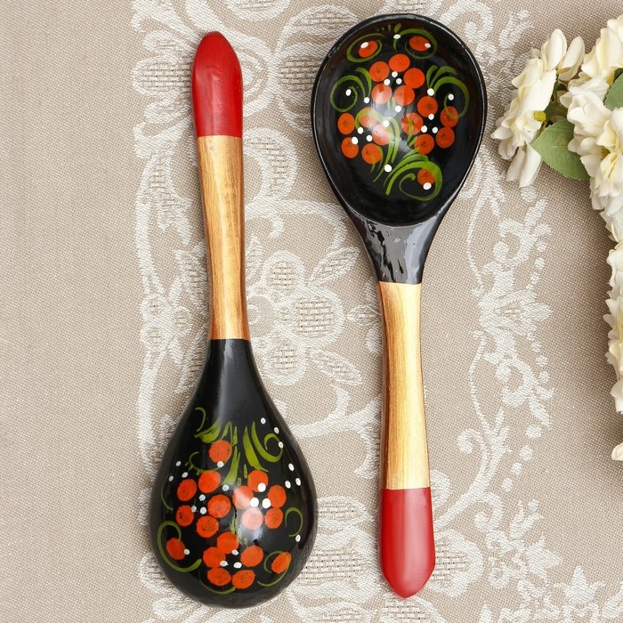 Ложка «Чернушка», салатная, 6×21, хохлома Ложка «Чернушка», салатная, 6×21, хохлома